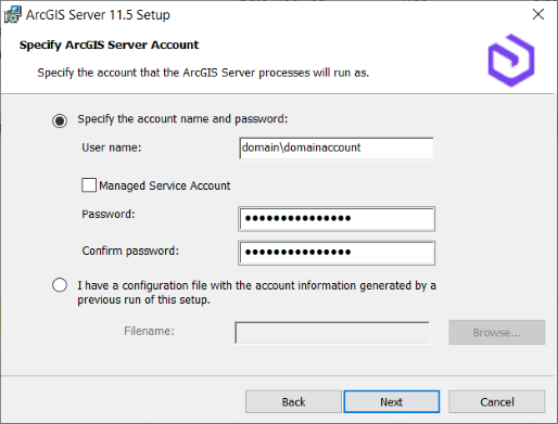 Using a domain account Using a domain account